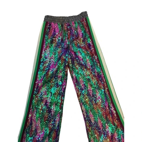 Dimora Italy Multicolor Sequin Wide Leg Pants IT 40 US Small NWT Disco Festival - Picture 7 of 9